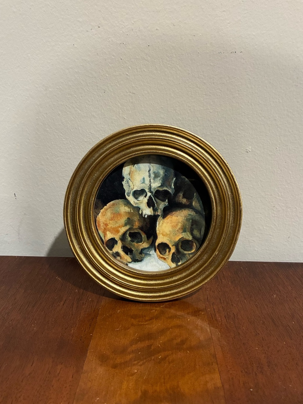 Pyramid of Skulls Paul Cezanne Framed Print 5" Gold Frame Halloween Skeleton Art